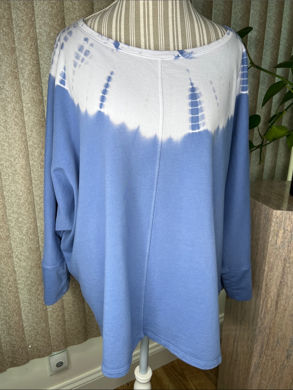 Purejill Blue and White Tie-Dye Pullover Sweatshirt organic cotton 2X